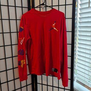 Nike Air Jordan Jumpman Logo Red Long Sleeve Shirt DNA HBR Basketball Streetwear